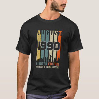 T-shirt Vintage Août 1990 Conçoit 30 Ans Anniversaire Pour