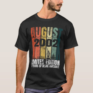 T-shirt Vintage Août 2002 Graphique Anniversaire 19 Ans 1