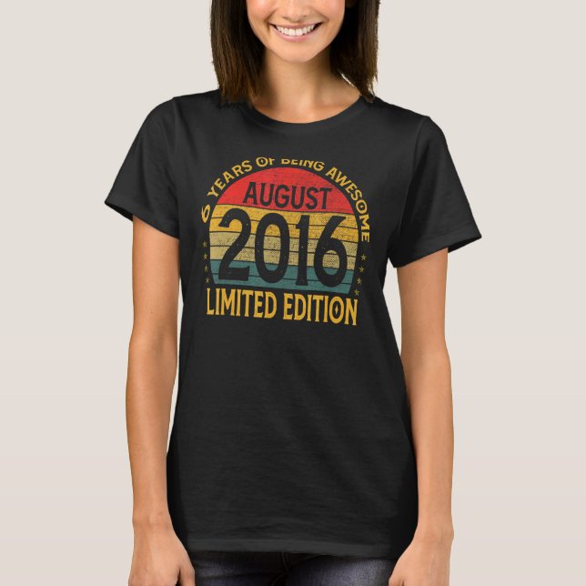 T-shirt Vintage août 2016 Anniversaire (Devant)