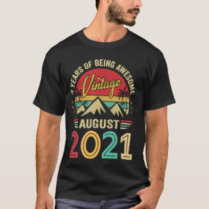 T-shirt Vintage Août 2021 3 Ans Idée 3ème Anniversaire