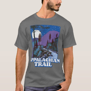 T-shirt Vintage Appalachian Trail Night Scene Mountain Ret