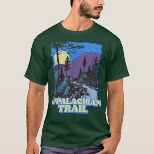 T-shirt Vintage Appalachian Trail Night Scene Mountain Ret