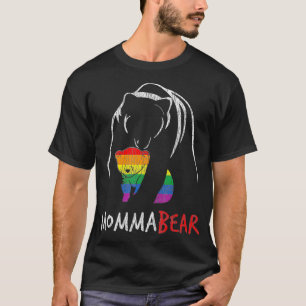 T-shirt Vintage arc-en-ciel Mama Ours Hug Log Support Pare