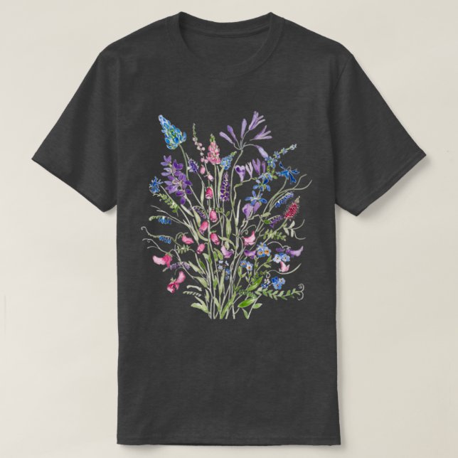 T-shirt vintage arrangement fleurs sauvages aquarelle 2020 (Design devant)