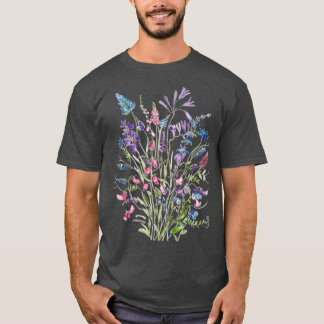 T-shirt vintage arrangement fleurs sauvages aquarelle 2020