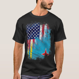 T-shirt Vintage Aruba Et Américain Avec Drapeau Cool Cadea