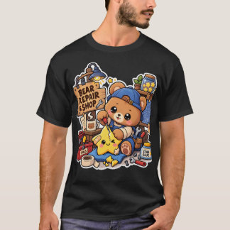 T-shirt vintage au collage de nounours mignon