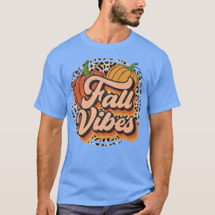 T-shirt Vintage Automne Vibes Leopard Citrouille Patch Aut