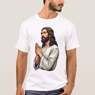 T-shirt vintage avec gravure de Jésus mains priant
