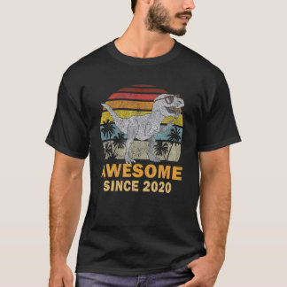 T-shirt Vintage Awesome 2020 Dinosaur Garçon 2 Ans 2E