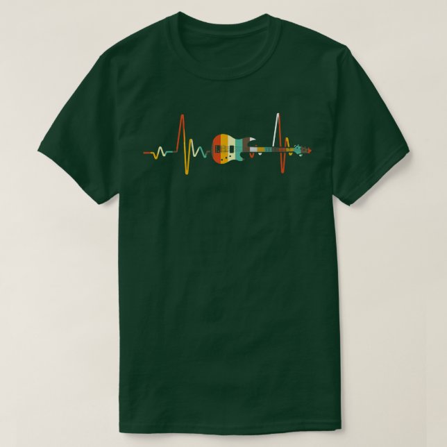 T-shirt Vintage Awesome Guitare Heartbeat Musiciens (Design devant)
