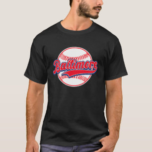 T-shirt Vintage Baltimore Cityscape Baseball Pour Hommes F