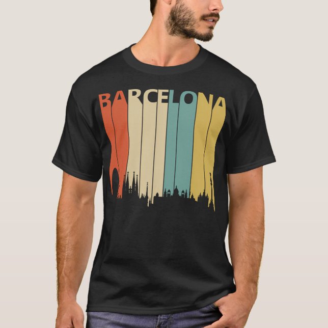 T-shirt Vintage Barcelona Skyline Silhouette (Devant)