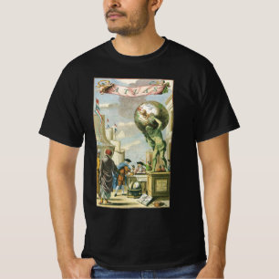 T-shirt Vintage Baroque Era Atlas Frontispione World Globe