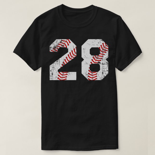 T-shirt Vintage Baseball 28 Jersey Numéro Premium (Design devant)