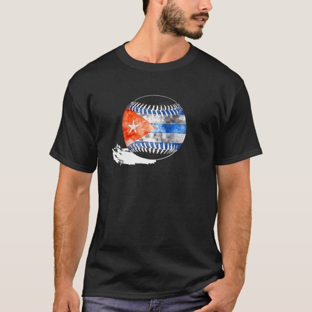 T-shirt Vintage Baseball Cuba Drapeau Cubain Pride (Devant)