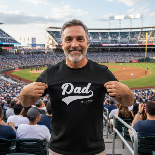 T-shirt Vintage Baseball Papa Est Simple Typographie Scrip