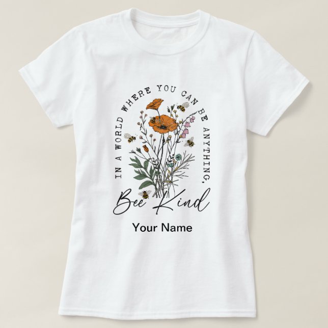 T-shirt Vintage Bee and Wild Flowers  (Design devant)