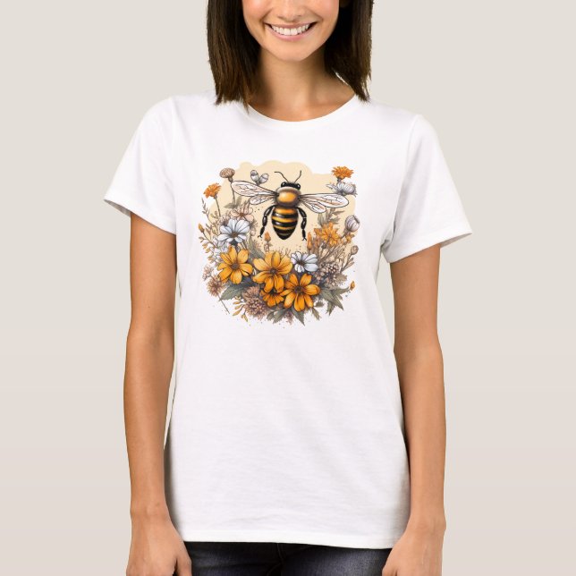 T-shirt vintage Bee and Wild Flowers (Devant)