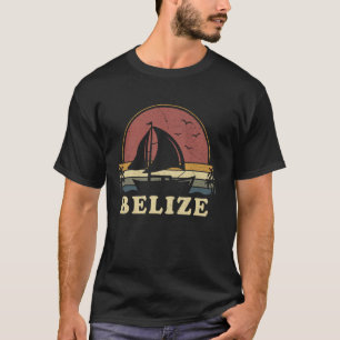 T-shirt Vintage Belize Voilier Voilier Eté Bateau Sai