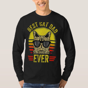 T-shirt Vintage Best Cat Dad Ever Glasses Retro Fathers Da