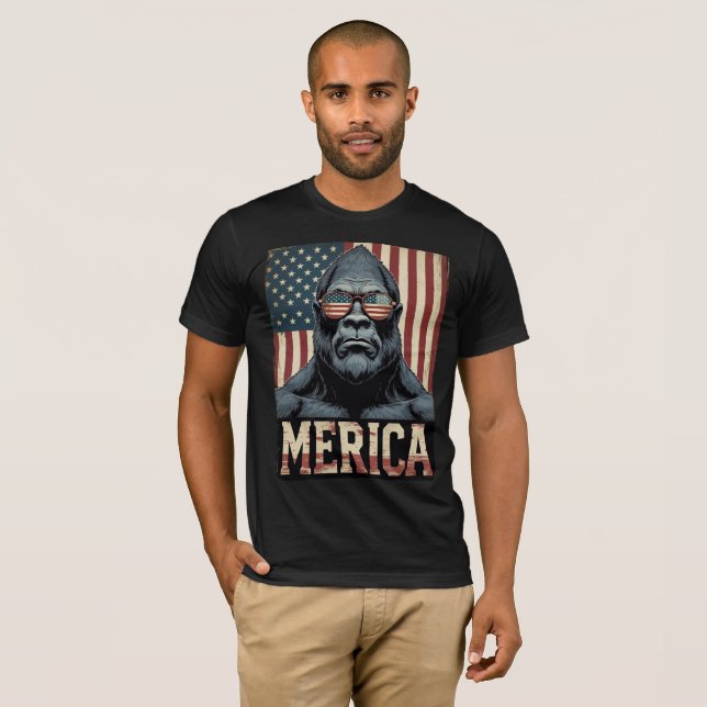 T-shirt Vintage Bigfoot Merica 4 juillet patriotique (Devant entier)