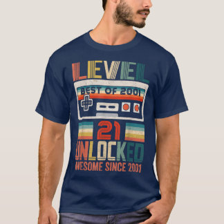 T-shirt Vintage Birthday Gift Best Of 2001 Unlocked Level 