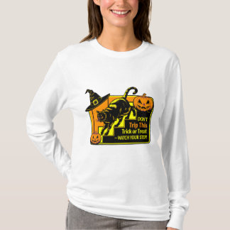 T-shirt Vintage Black Cat Attention - Ne partez pas là