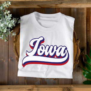 T-shirt Vintage blanc et bleu Iowa