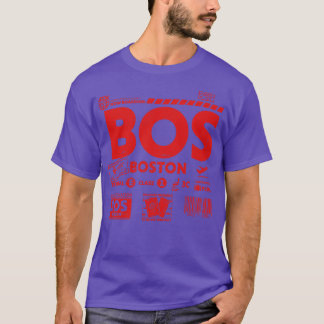 T-shirt Vintage Boston BOS Airport Code Voyage Jour Retro