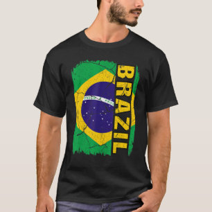 T-shirt Vintage Brazilian Flag Brazil Pride Roots Heritage