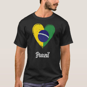 T-shirt Vintage Brésil Racines Coeur Brésil Flag Pride
