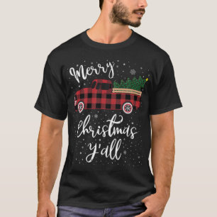 T-shirt Vintage Buffalo Plaid Camion Rouge Joyeux Noël Y'