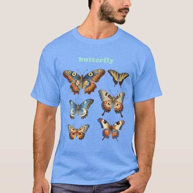 T-shirt Vintage Butterfly Illustrations funny (Devant)