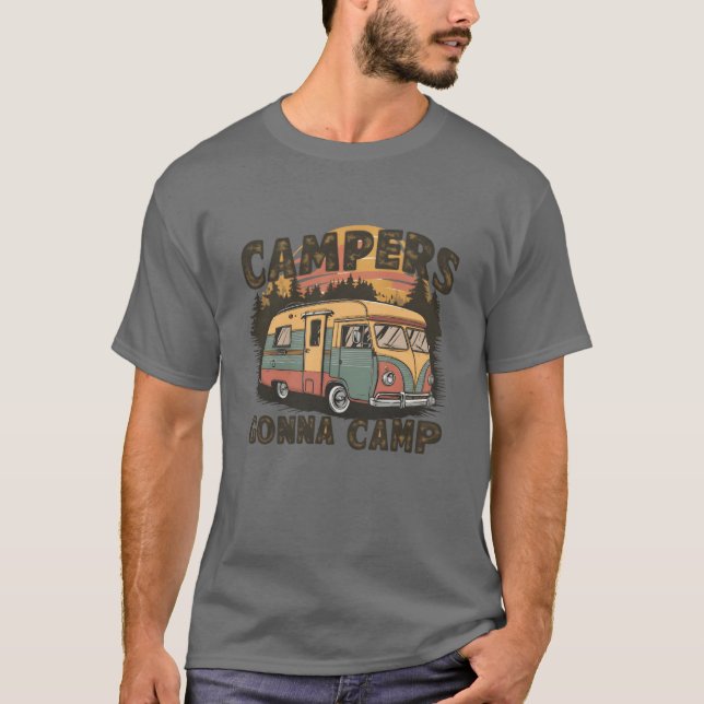 T-shirt Vintage Campers Gonna Camp friend (Devant)