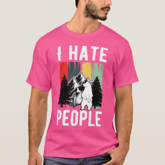 T-shirt Vintage Camping Costume Of Bear Says I Hate People