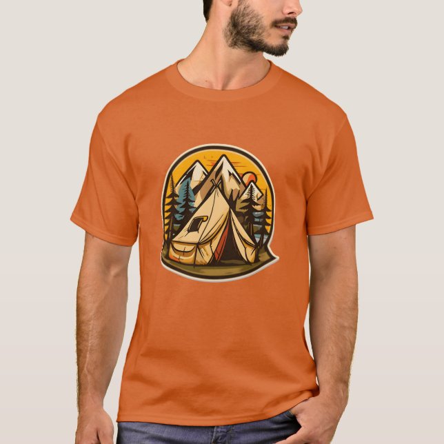 T-shirt vintage camping tent vector boy (Devant)