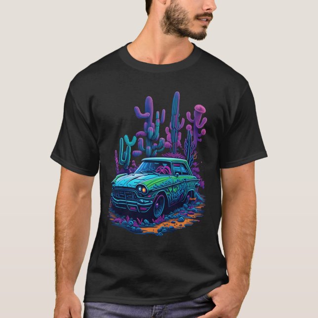 T-shirt Vintage Car Neon gift vintage friends (Devant)
