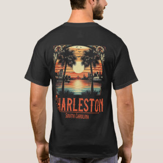 T-shirt Vintage Charleston Sud Carolina Sunset