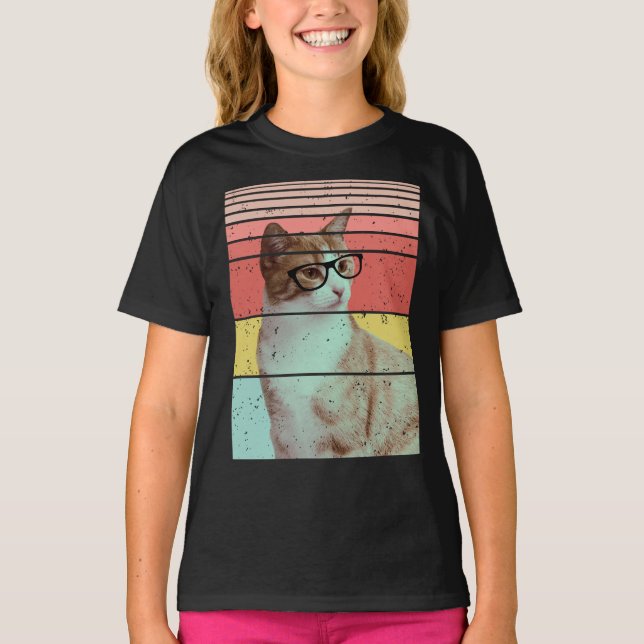 T-Shirt Vintage Chat Mignon Drôle Branché (Devant)