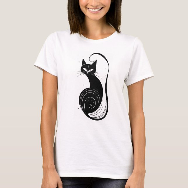 T-SHIRT VINTAGE CHAT NOIR (Devant)