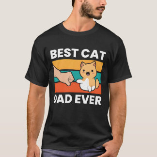 T-shirt Vintage Chat Père Funny Meilleur Chat Papa Famille