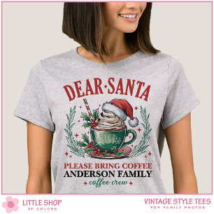 T-shirt Vintage Cher Père Noël Apporte Café Famille Noël
