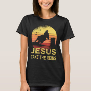T-shirt Vintage Cheval Retro Barrel Racing Jésus Prenez Le