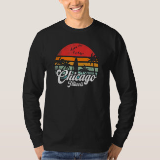 T-shirt Vintage Chicago Illinois Funny Beach Waves Surfing