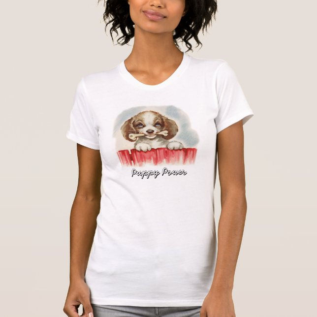 T-shirt vintage chiot et os (Devant)