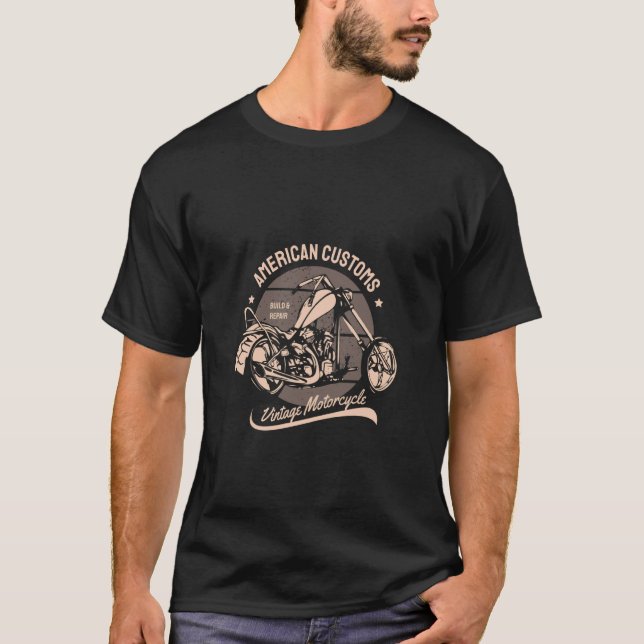 T-shirt Vintage Chopper u2013 American Customs Gar (Devant)