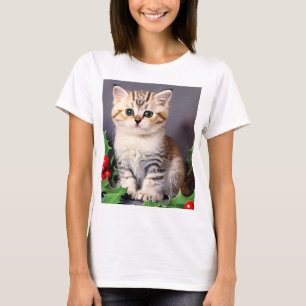 T-shirt Vintage Christmas Kitten et Holly