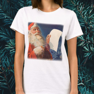 T-shirt Vintage Christmas, Père Noël Naughty Nice Liste