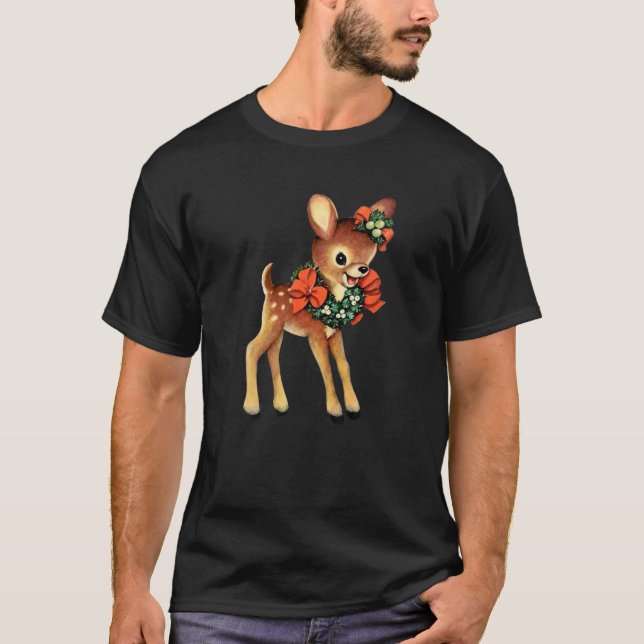 T-shirt Vintage Christmas Reindeer Cute Retro Christmas (Devant)